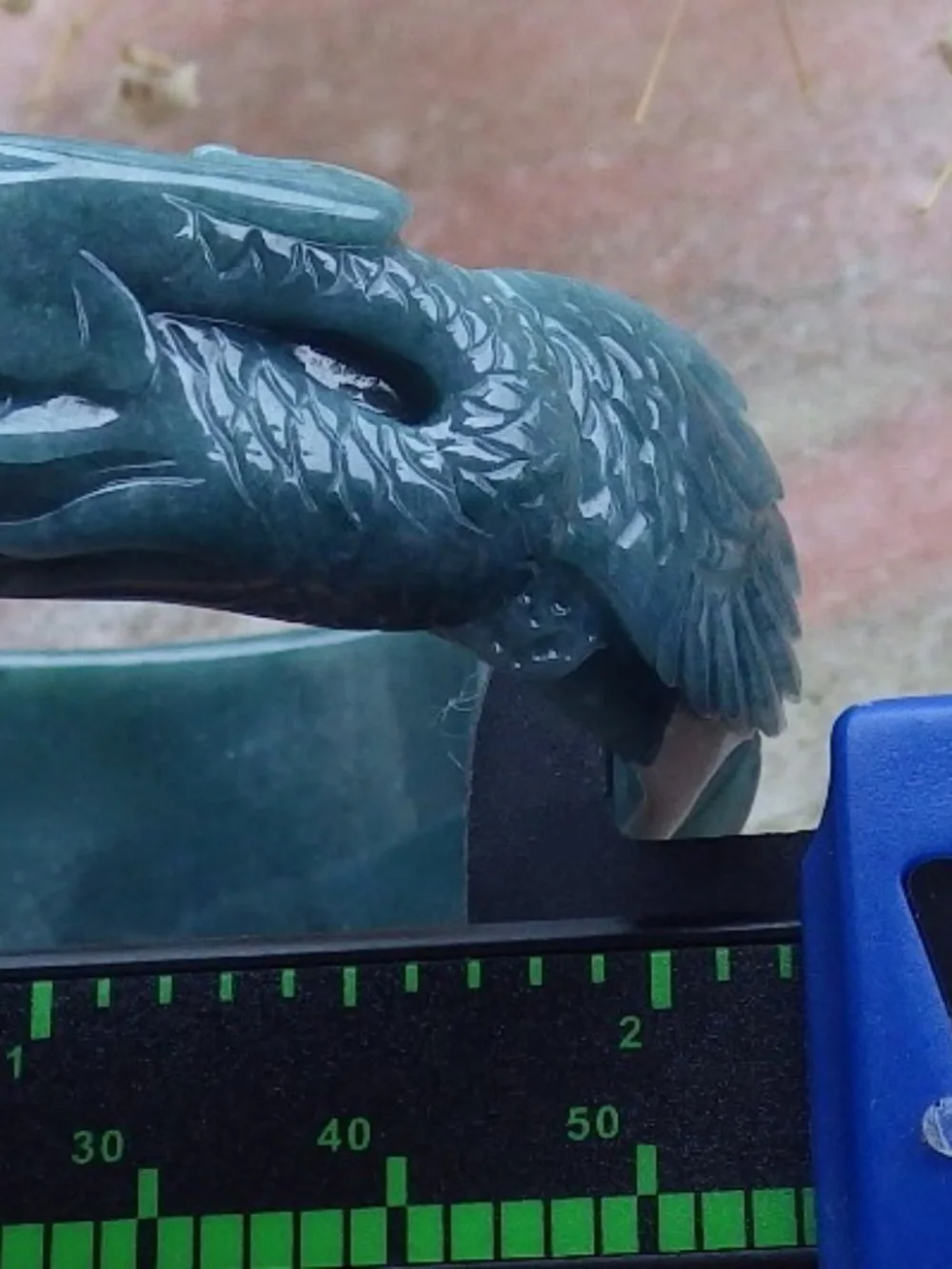58mm Certified Hand Carved Natural A JADE Jadeite Phoenix Circle Bangle Bracelet